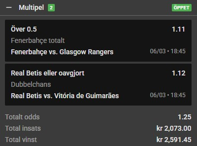 Speltips, Real Betis vs Guimaraes, Fenerbahce vs Rangers, UEFA Europa Conference League, målspel, oddsanalys, fotbollstips, matchförutsättningar.