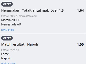 Napoli vs Lecce och Motala AIF – Speltips med odds 2,54 Napoli speltips, Motala AIF målspel, Lecce Napoli analys, Ettan Södra speltips, dagens dubbel, odds 2.54, Serie A betting, svensk division 1, Motala över 1.5 mål, Lecce Napoli prediction