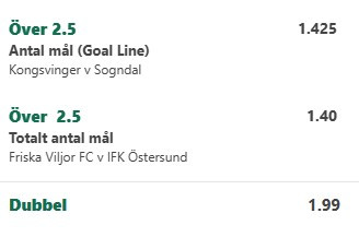 Speltips, odds, betting, fotboll, dagens dubbel, tips på fotboll