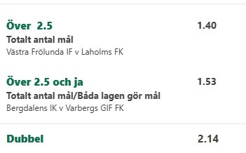 Speltips, odds, betting, fotboll, dagens dubbel, tips på fotboll, bet365