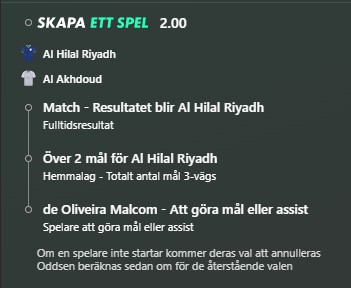 dagens speltips, Bet Builder, fotboll odds, målspel, hörnspel, skott på mål, Saudiarabien, Serie B, kombinerade spel, Parma vs Lecce, Al Hilal, BLGM, bettingtips