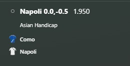 Como vs Napoli, Asian Handicap, Serie A, Napoli 0.0, Napoli -0.5, fotboll odds