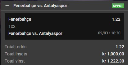 dagens speltips Fenerbache vs Antalyaspor