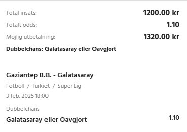 snöbollsutmaning, Gaziantep vs Galatasaray, Henze Systemet, låga odds, månadssystem, dagliga spel, Expekt, bettingsystem, snöboll, fotboll odds, disciplin, långsiktigt spel