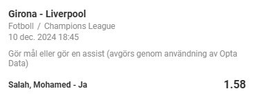 Girona vs Liverpool, Mohamed Salah mål eller assist, Champions League speltips, fotboll odds, formstark offensiv, dagens speltips, analys, Liverpool i toppform, Girona svaga mot topplag