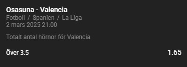 Osasuna vs Valencia speltips – Valencia hörnor, La Liga, fotboll odds